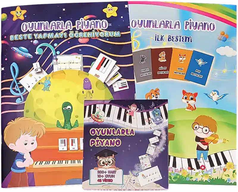 Oyunlarla Piyano Eğitim Seti Oyunlarla Piyano kitap seti ve içerikleri